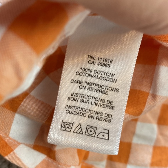 Micheal Michael Kors Orange Gingham Button Down Shirt Size XL - Picture 4 of 5